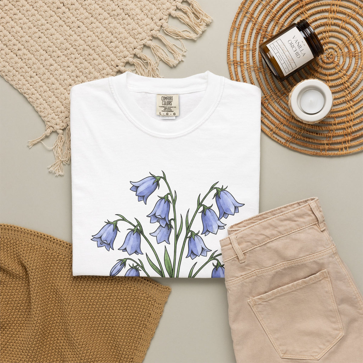 Bluebell Flower T-Shirt Boho Chic Floral Gift Women Botanical T-Shirt Harebell T-Shirt Bohemian Enthusiast Botanical T-Shirt Floral Graphic Vintage