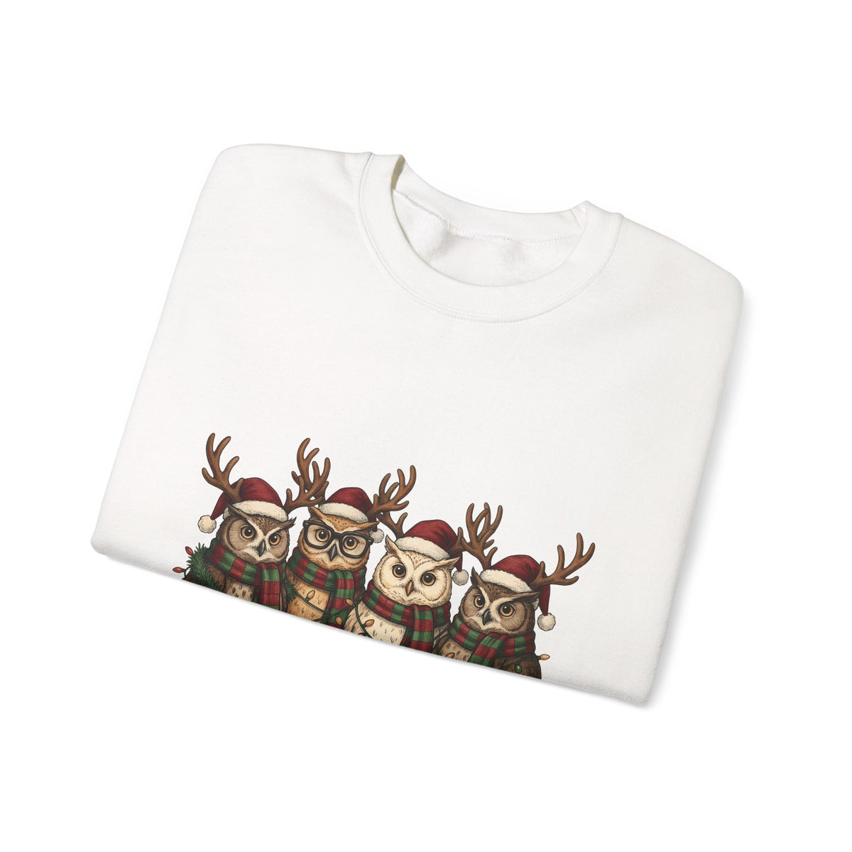 Owl Pack Sweatshirt Christmas Pets Gift Women Line Art Sweatshirt Owl Sweatshirt Xmas Fan Owl Hoot Graphic Illustration Led Lights Sweatshirt