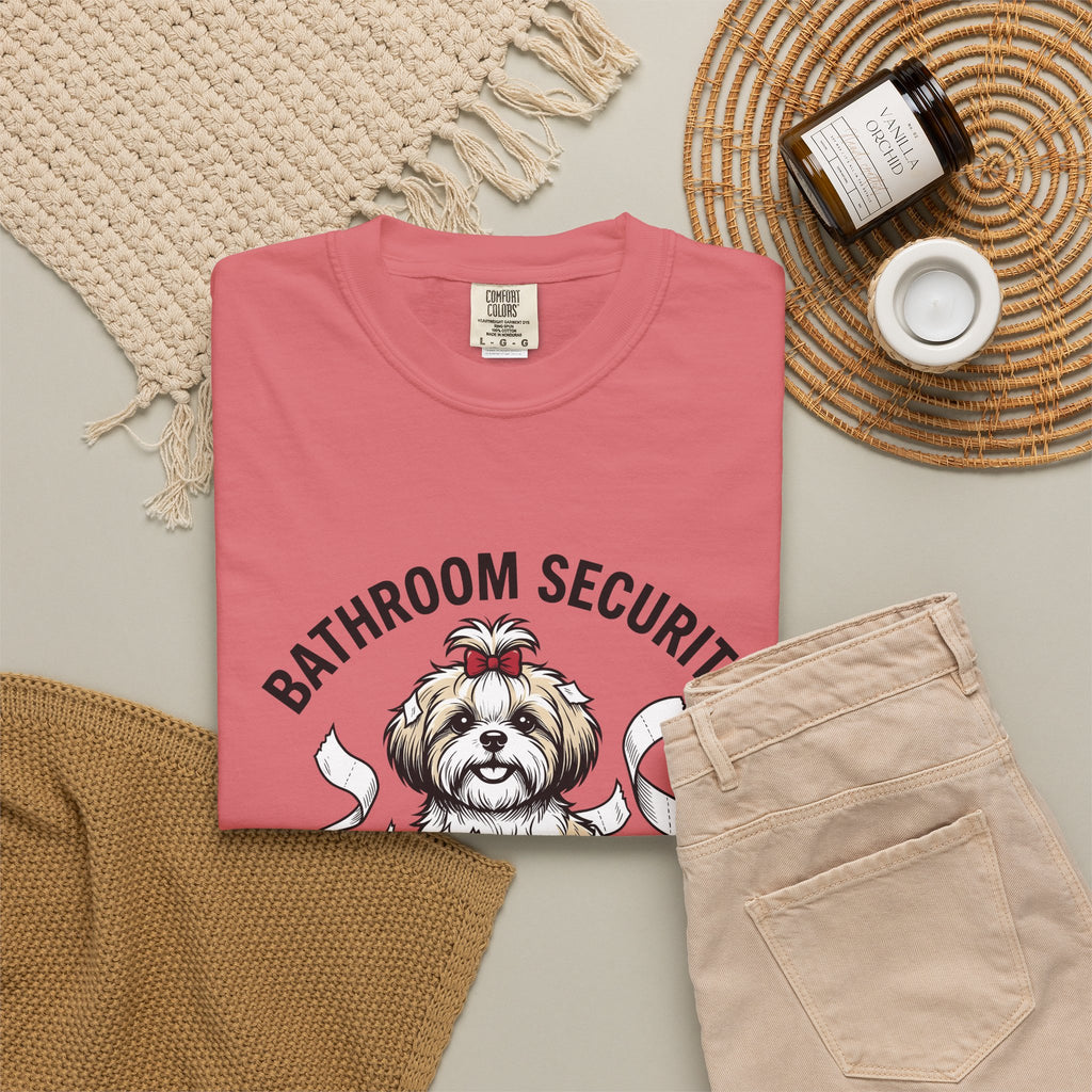 Shih Tzu Puppy T-Shirt Dog Joke Gift Women Comic T-Shirt Puppy T-Shirt Dog Fan Cartoon T-Shirt Humor Graphic Sketch Bathroom Paper T-Shirt