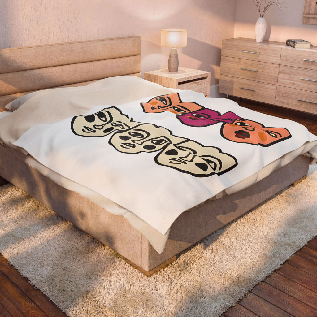 Abstract Faces Blanket Abstract Art Gift Women Modern Blanket Faces Blanket Art Fan Contemporary Blanket Artistic Graphic Minimal Bold Outlines