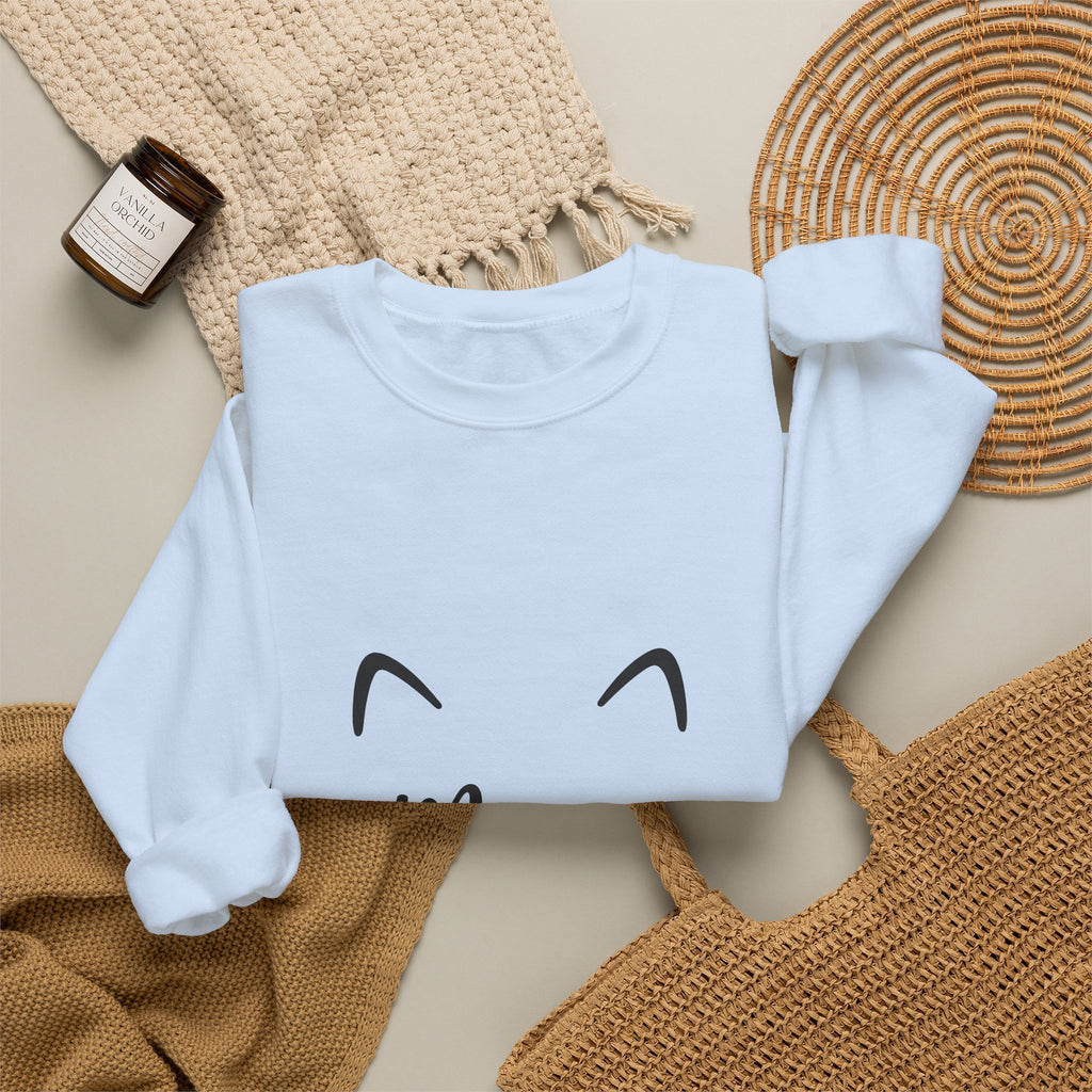 Cat Face Sweatshirt Cat Pets Gift Women Minimalist Sweatshirt Kitten Sweatshirt Cat Fan Feline Sweatshirt Animal Graphic Cat Enthusiast Hand Drawn Heart Nose