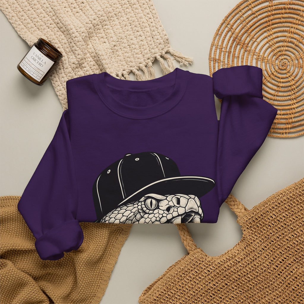 Snake Cap Sweatshirt Streetwear Animal Gift Women Tattoo Sweatshirt Cobra Sweatshirt Urban Fan Ink Sweatshirt Wildlife Graphic Vintage Fangs Sweatshirt