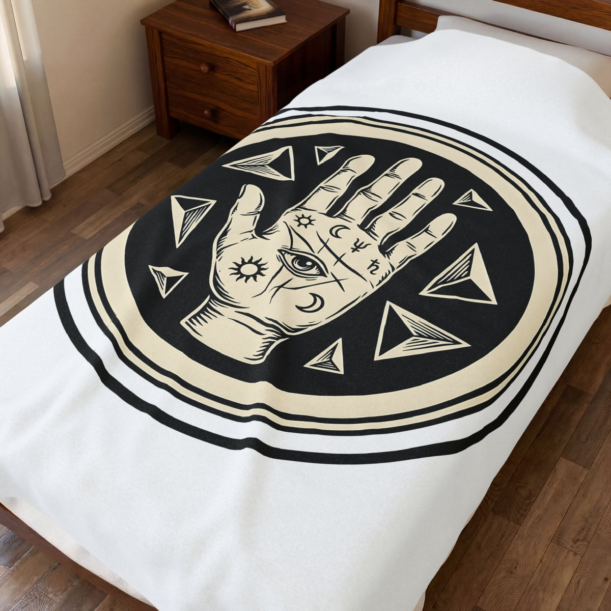 Enchanted Hand Blanket Mystical Esoteric Gift Women Folk Blanket Magical Hand Blanket Occult Fan Primitive Blanket Mystical Graphic Antique Polygon