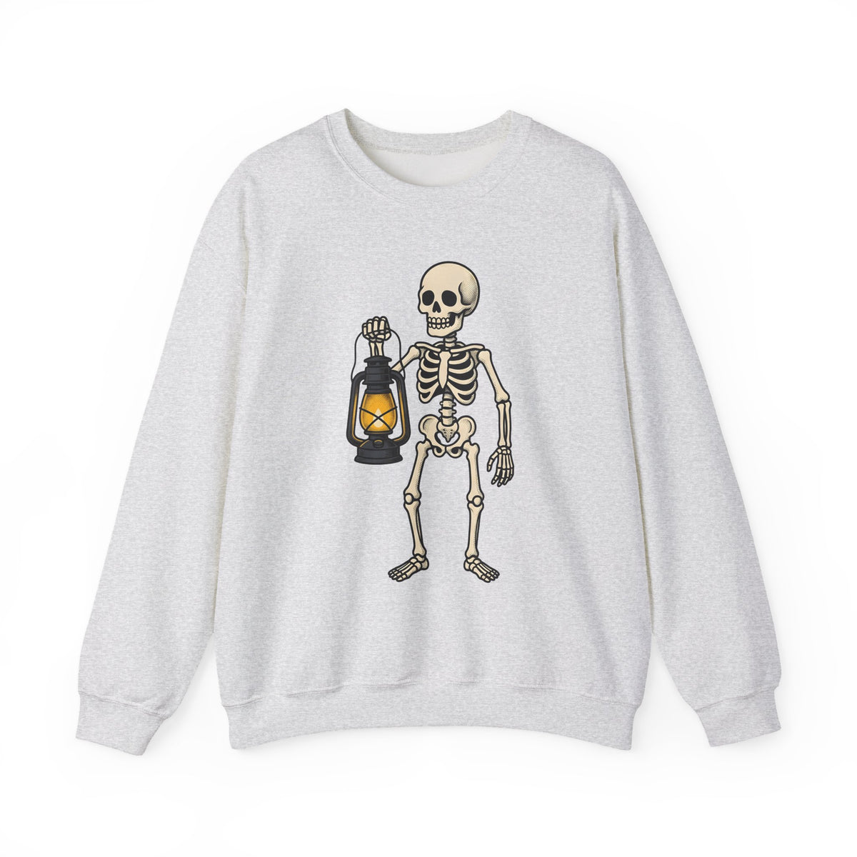 Skeleton Lantern Halloween Spooky Gift Vintage Jack O Lantern Horror Fan Creepy Hand Drawn Sweatshirt