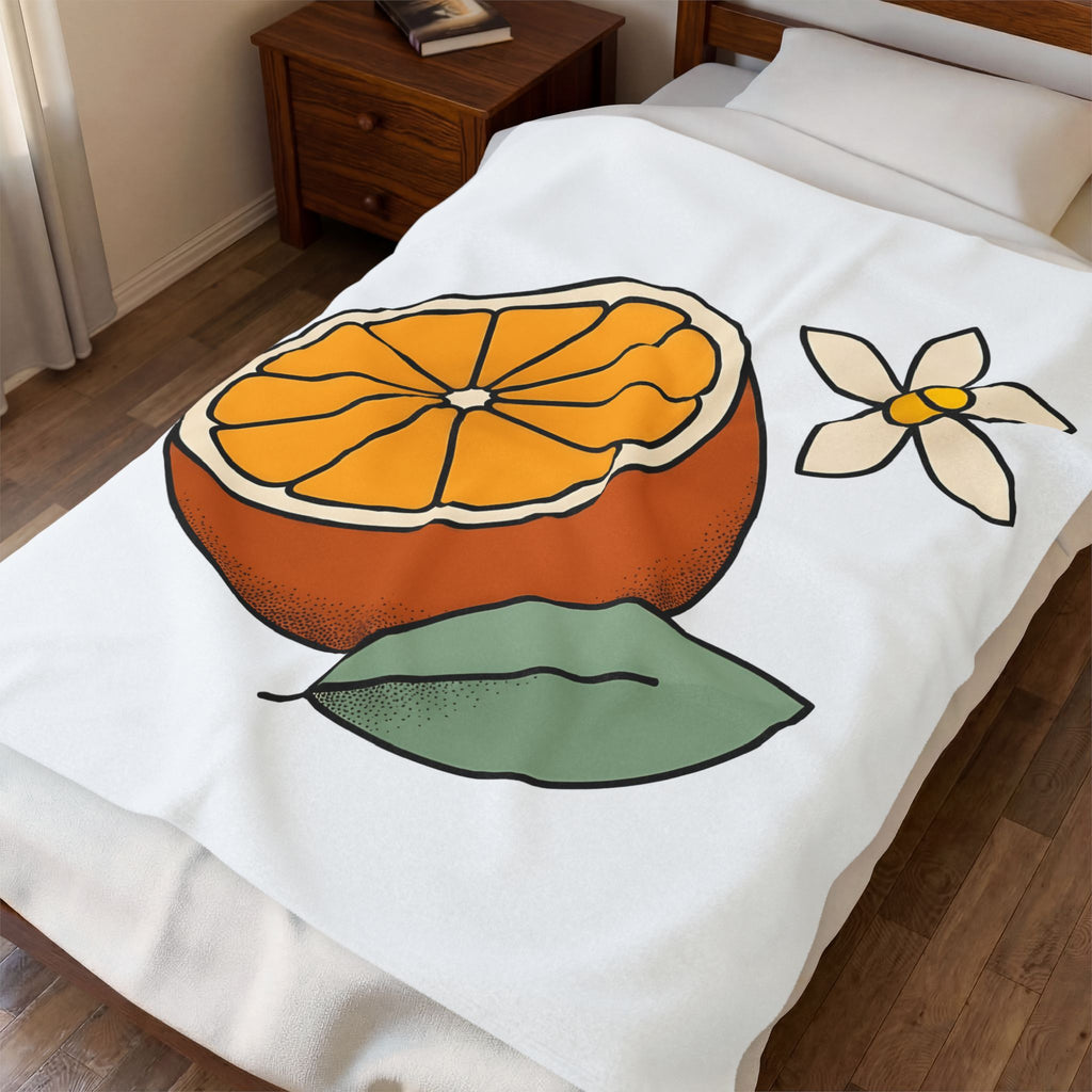 Tangerine Segment Blanket Boho Chic Gardening Gift Women Modern Blanket Mandarin Blanket Bohemian Fan Contemporary Blanket Gardener Graphic Classic