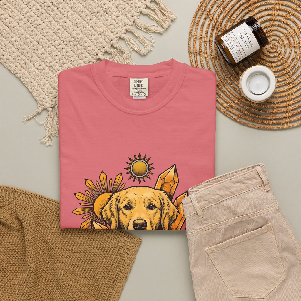 Golden Retriever T-Shirt Dog Sunlight Gift Women Bohemian T-Shirt Retriever T-Shirt Dog Fan Puppy T-Shirt Sunshine Graphic Retro Crystals T-Shirt