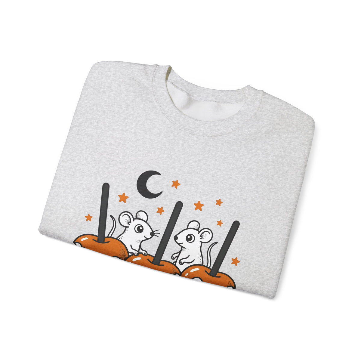 Caramel Apples Mice Sweatshirt Halloween Autumn Gift Women Comic Sweatshirt Candy Apples Sweatshirt Horror Fan Cartoon Sweatshirt Fall Graphic Retro Crescent