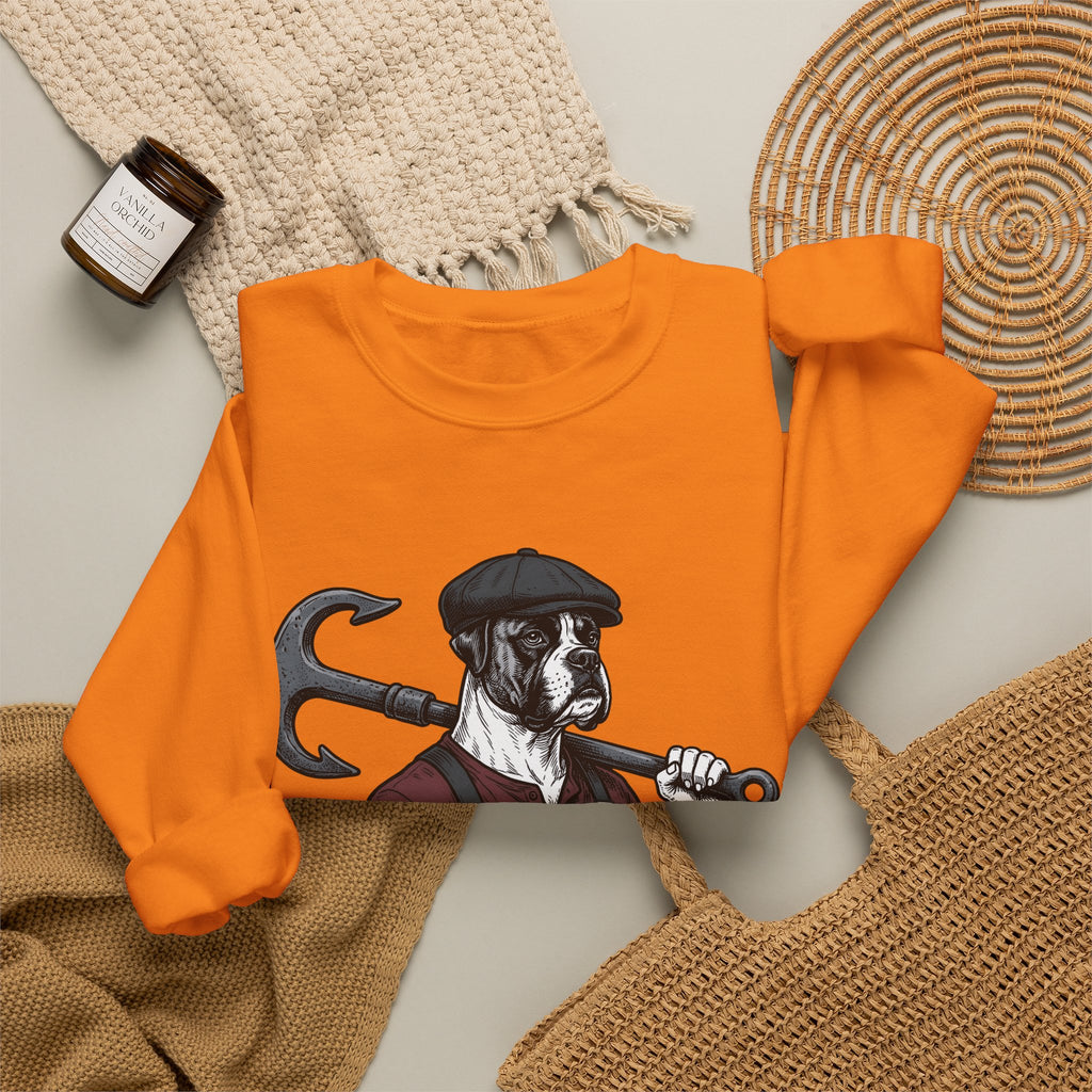 Boxer Hound Sweatshirt Dog Craftsman Gift Women Classic Sweatshirt Hound Dog Sweatshirt Dog Fan Vintage Sweatshirt Artisan Graphic Doodle Flat Hat Sweatshirt