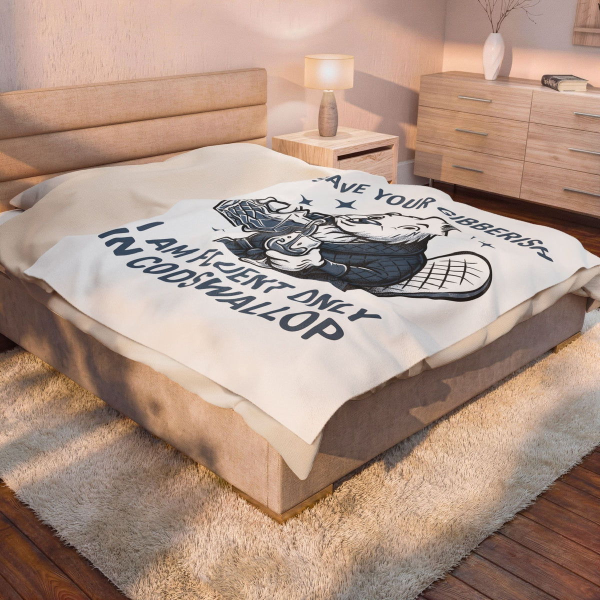 Beaver Sipping Blanket Cute Wildlife Gift Women Comic Blanket Dam Blanket Adorable Fan Cartoon Blanket Animal Graphic Retro Gown Blanket