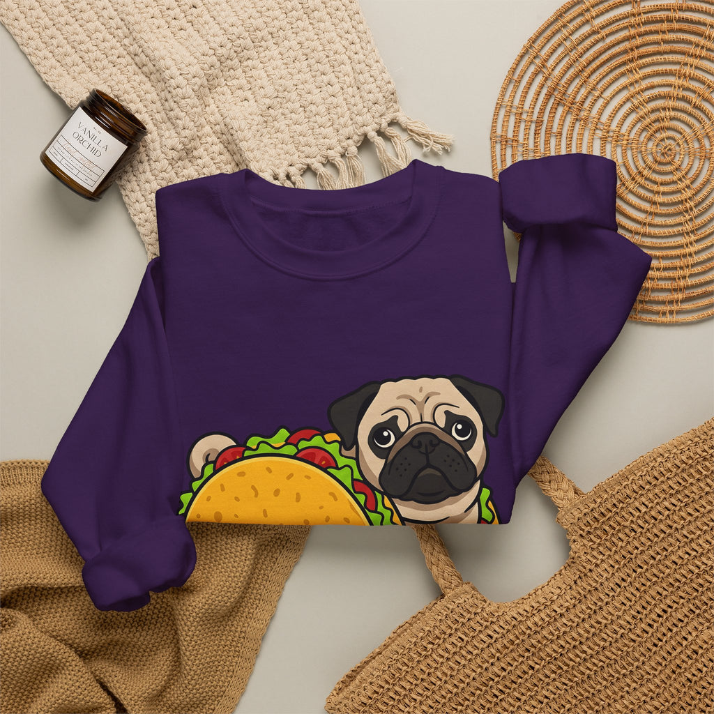 Pug Taco Dog Meal Gift Comic Taco Dog Fan Cartoon Food Doodle Lettuce Sweatshirt