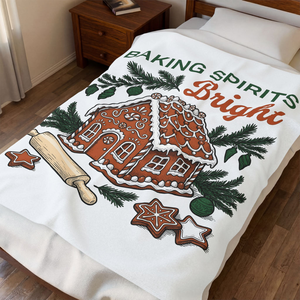 Gingerbread Cabin Blanket Christmas Dessert Gift Women Cartoon Blanket Gingerbread House Blanket Xmas Fan Ginger Cartoon Blanket Pastry Graphic