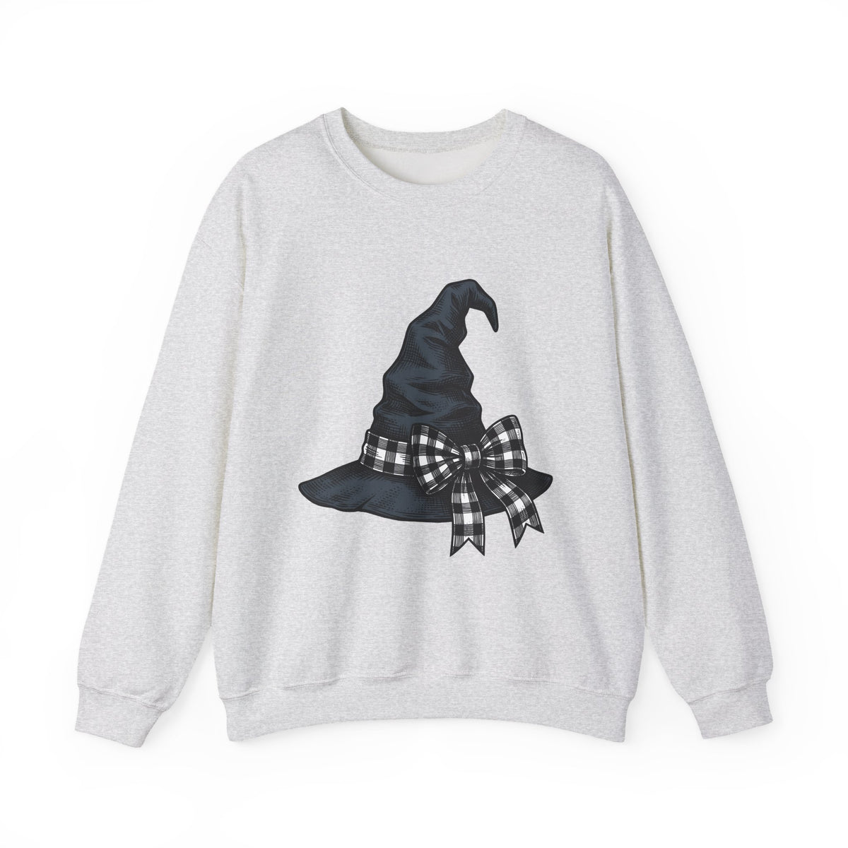 Witch Hat Sweatshirt Halloween Sorcery Gift Women Cartoon Sweatshirt Wizard Hat Sweatshirt Halloween Fan Comic Sweatshirt Magic Graphic Silhouette Gingham Bow