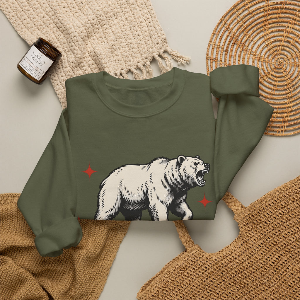 Grizzly Bear Sweatshirt Bear Animal Gift Women Vintage Sweatshirt Ursa Sweatshirt Bear Fan Grizzly Graphic Retro Star Sweatshirt