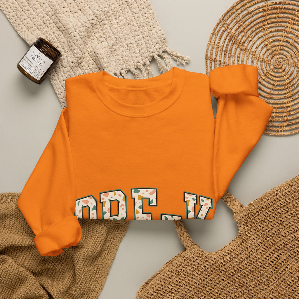 Terrazzo Letters Sweatshirt Teacher Nursery Gift Women Cute Sweatshirt Alphabet Sweatshirt Educator Enthusiast Kawaii Sweatshirt Classroom Graphic Old School