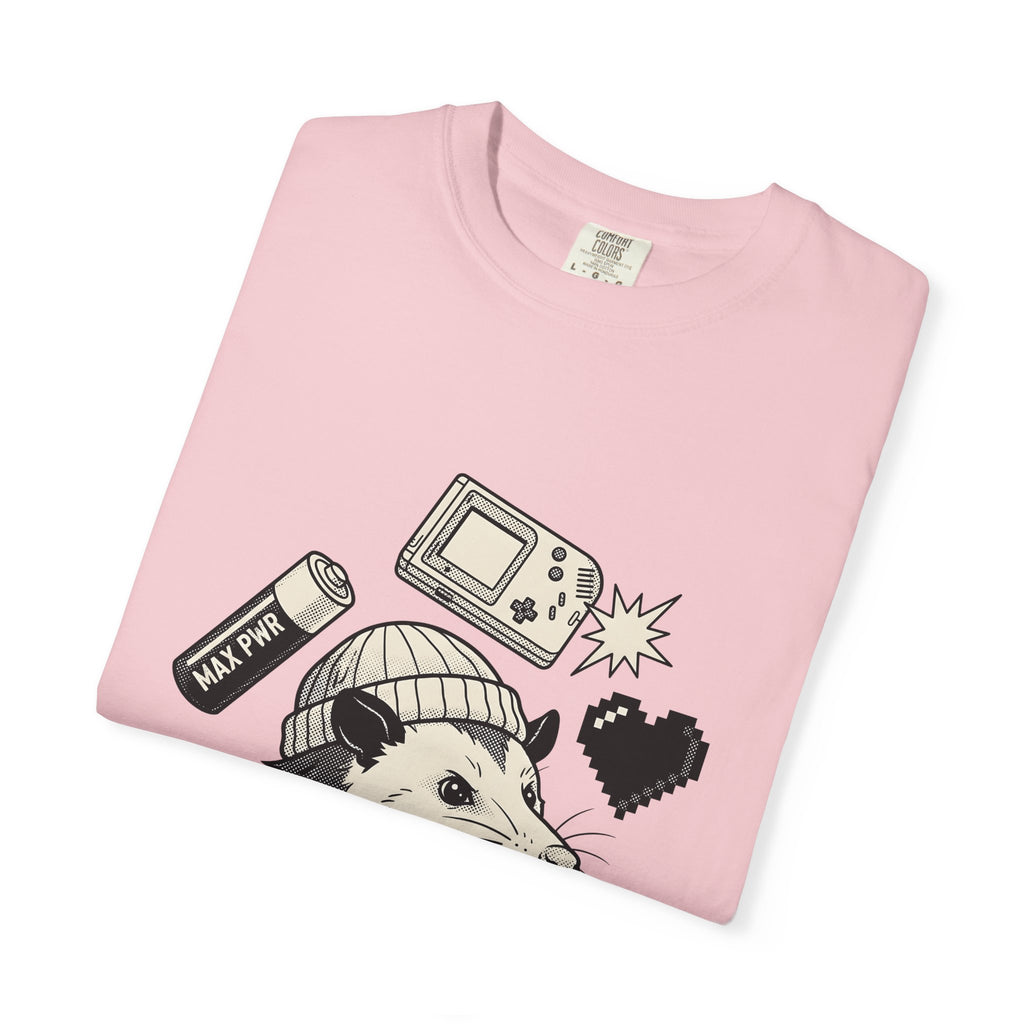 Possum Beanie T-Shirt Funny Gaming Gift Women Comic T-Shirt Opossum T-Shirt Humor Fan Cartoon T-Shirt Gamer Graphic Vintage Retro Game Console