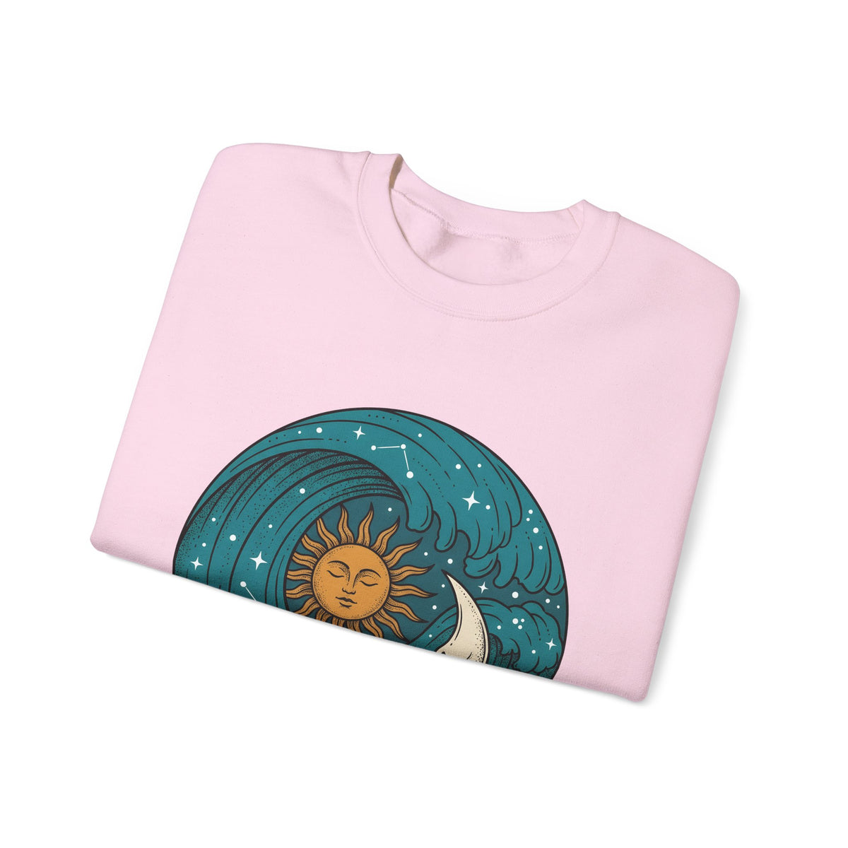 Sun Moon Sea Celestial Horoscope Gift Folk Ocean Astrology Enthusiast Bohemian Zodiac Rustic Star Sweatshirt