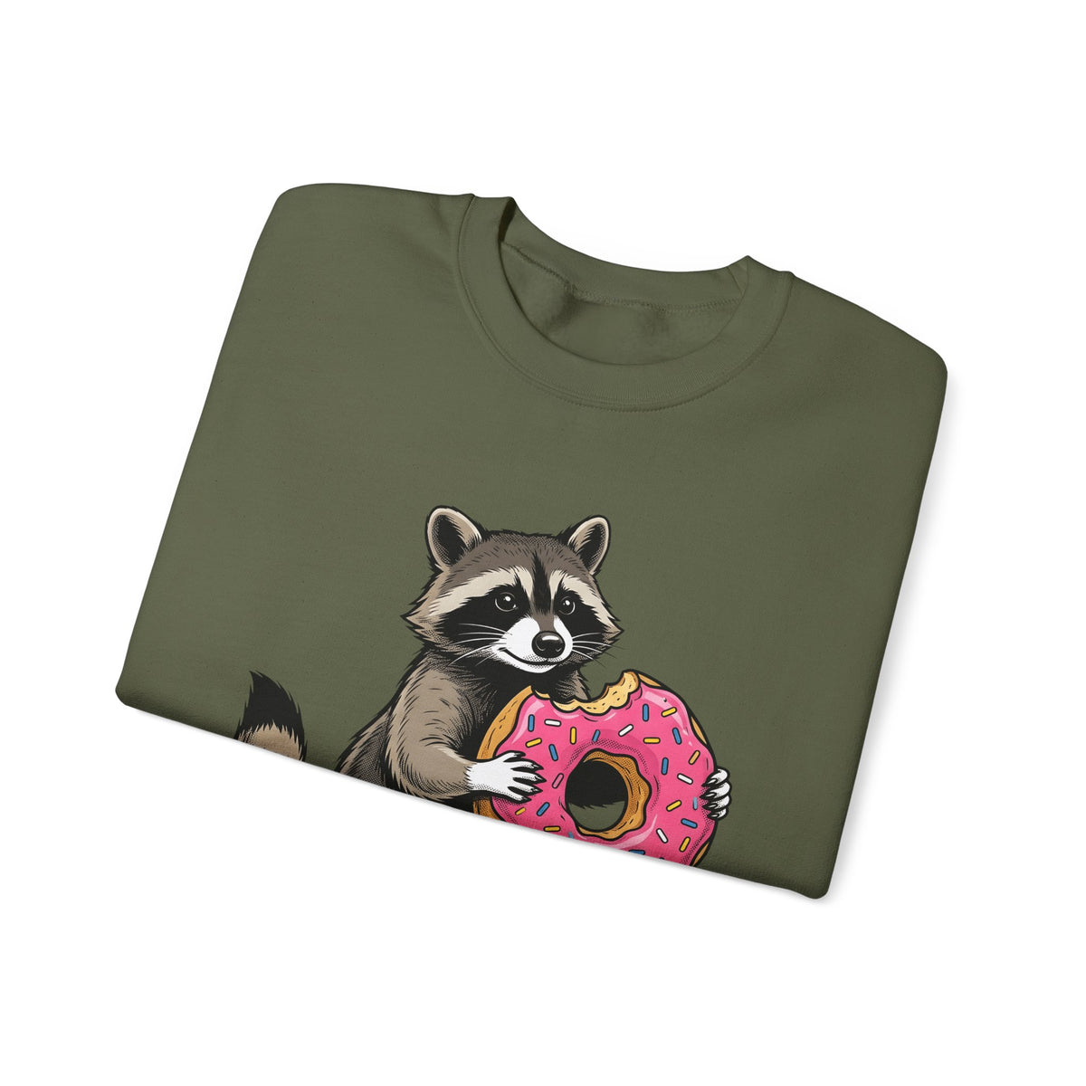 Raccoon Donut Desserts Animal Gift Cartoon Donut Pastry Fan Comic Wildlife Hand Drawn Sprinkles Sweatshirt