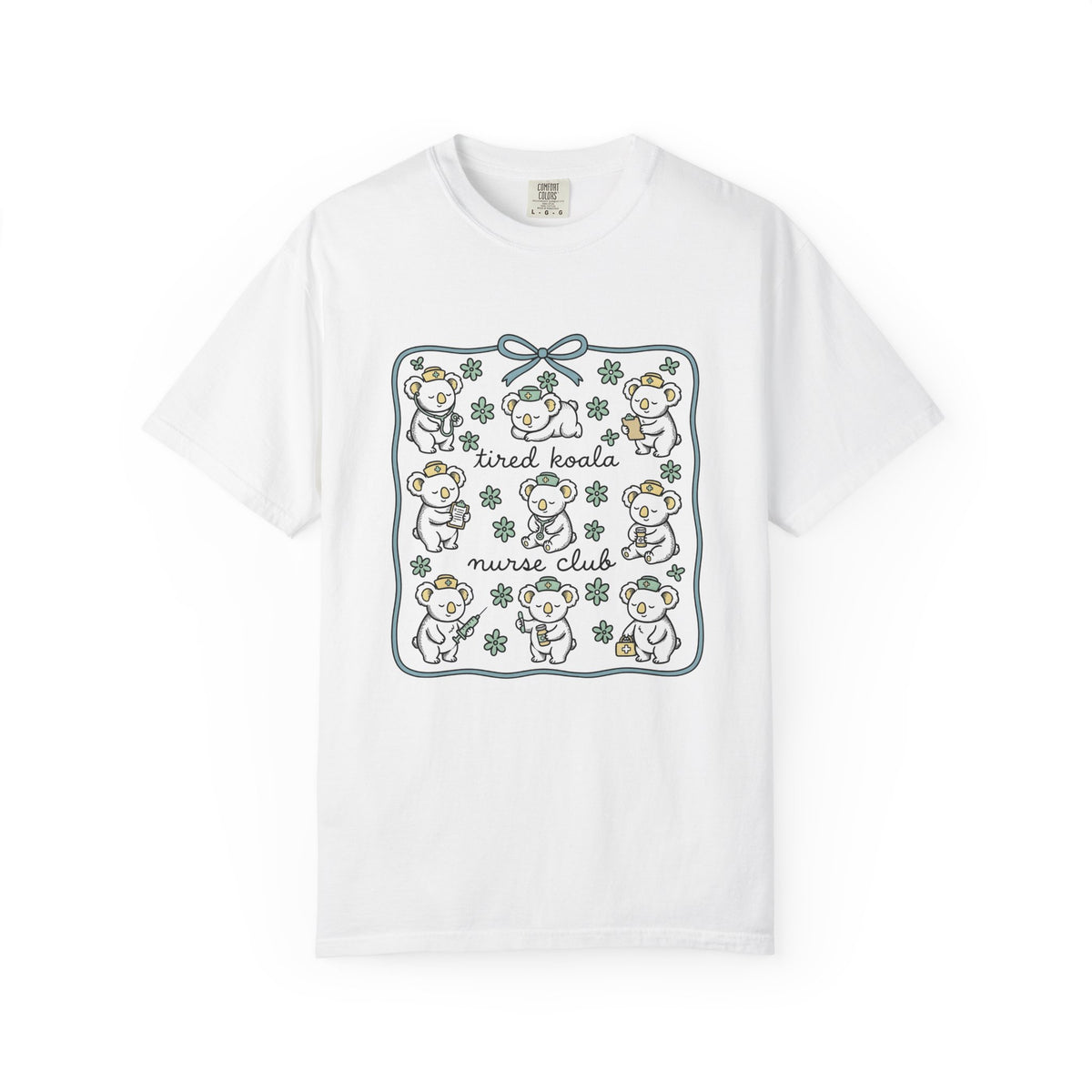 Medical Koala T-Shirt Nurses Fauna Gift Women Sweet T-Shirt Koala T-Shirt Nurse Enthusiast Cute T-Shirt Wildlife Graphic Doodle Florals T-Shirt