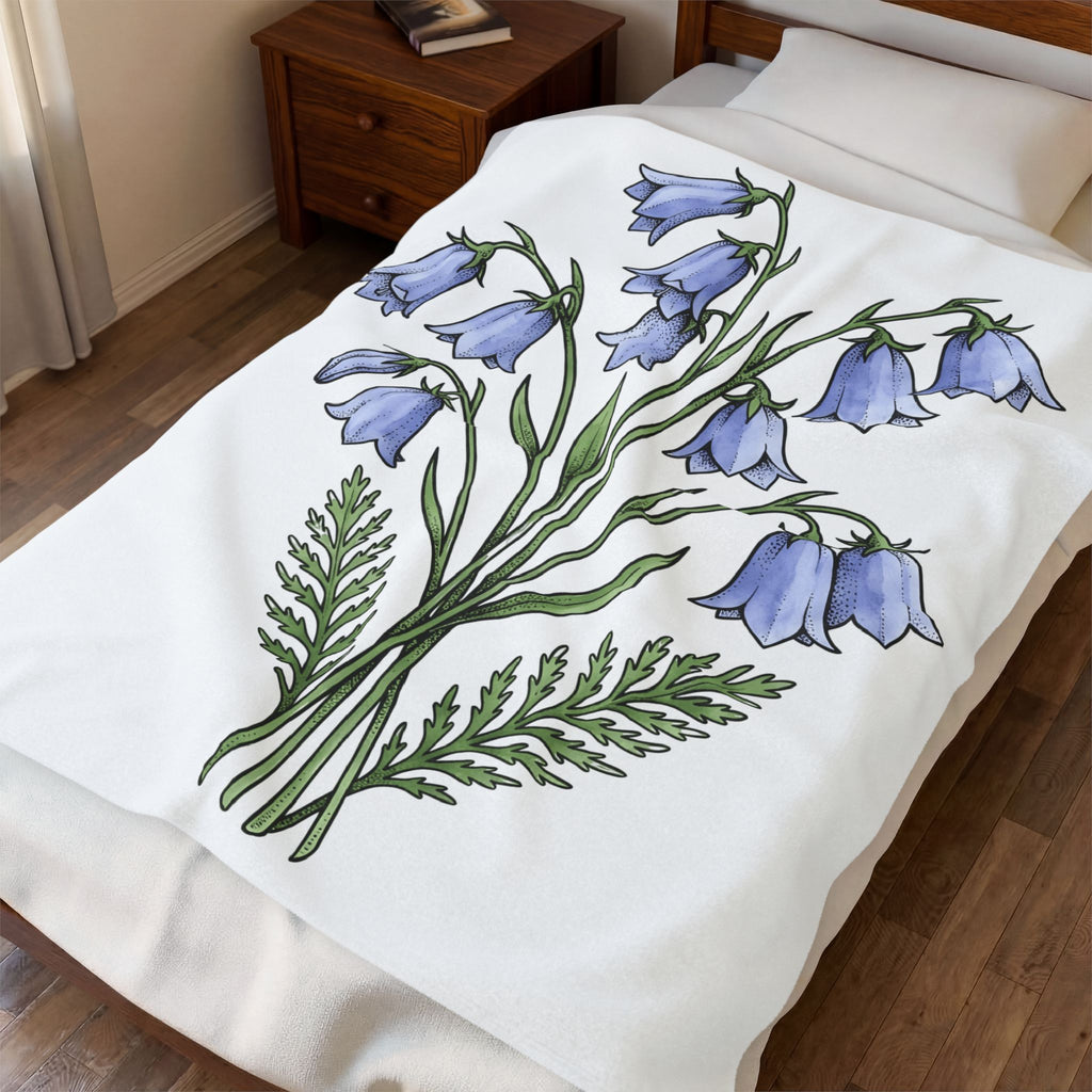 Bluebell Flower Blanket Boho Chic Floral Gift Women Botanical Blanket Harebell Blanket Bohemian Enthusiast Botanical Blanket Floral Graphic Vintage