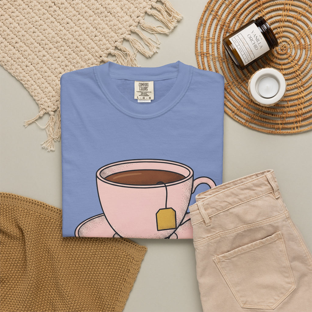 Tea Cup T-Shirt Drinks Foodie Gift Women Hand Drawn T-Shirt Teacup T-Shirt Beverage Fan Illustrated T-Shirt Food Graphic Minimalist Tea T-Shirt T-Shirt