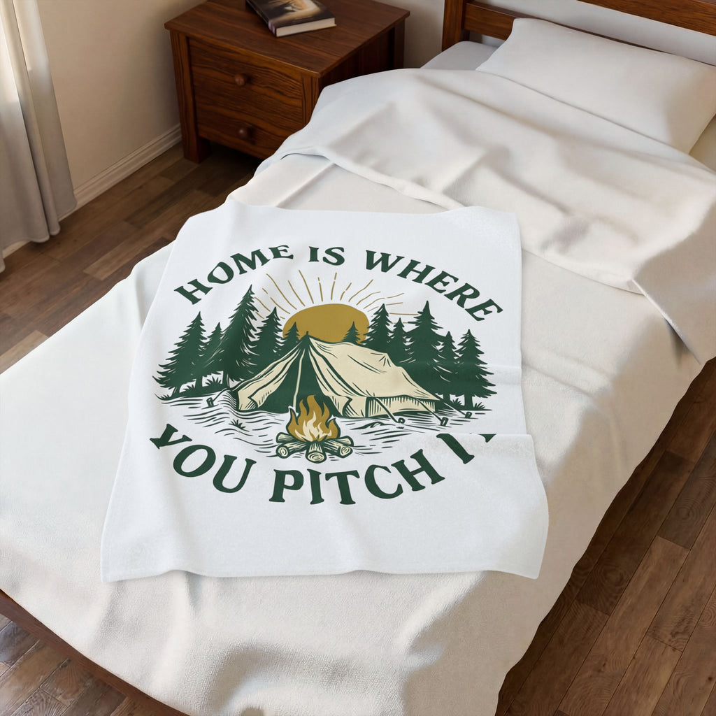 Outdoor Tent Blanket Camping Adventure Gift Women Farmhouse Blanket Canopy Blanket Camper Enthusiast Rustic Blanket Exploration Graphic Old School