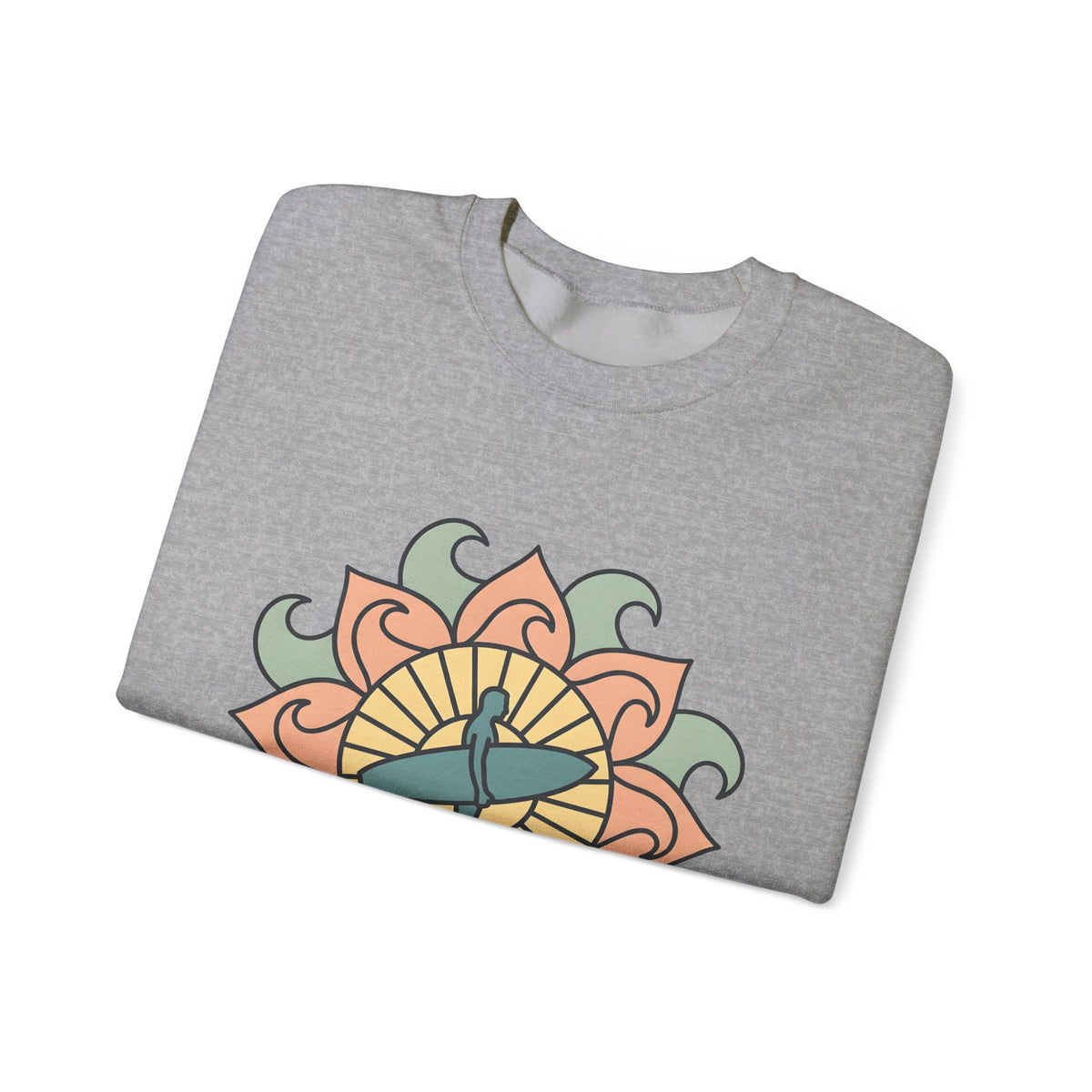 Surfer Outline Sweatshirt Sports Ocean Gift Women Hippie Sweatshirt Surfer Sweatshirt Athlete Fan Marine Graphic Sweatshirt Simple Floral Circle Sweatshirt
