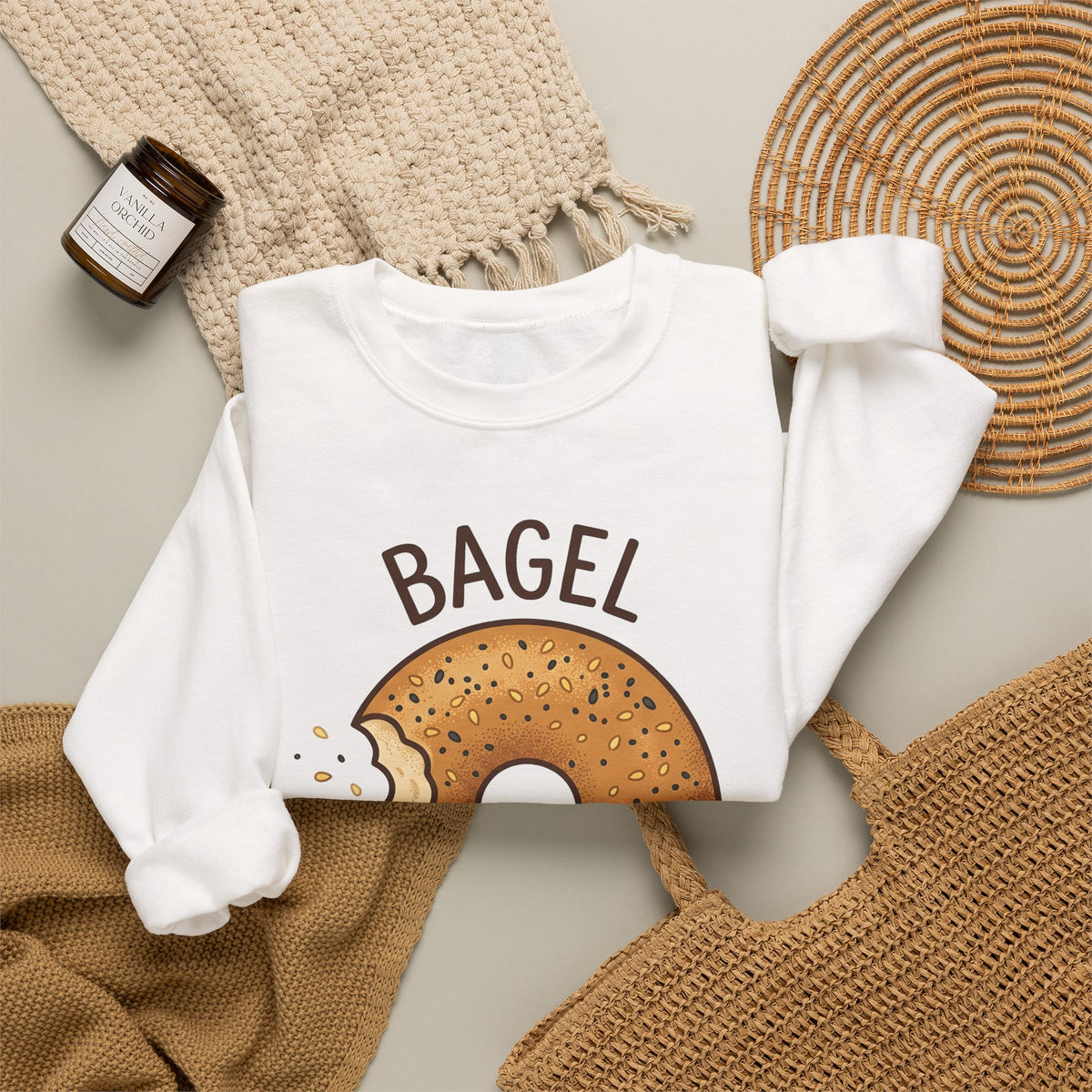Bagel Desserts Morning Gift Doodle Bagel Pastry Fan Hand Drawn Breakfast Old School Sweatshirt