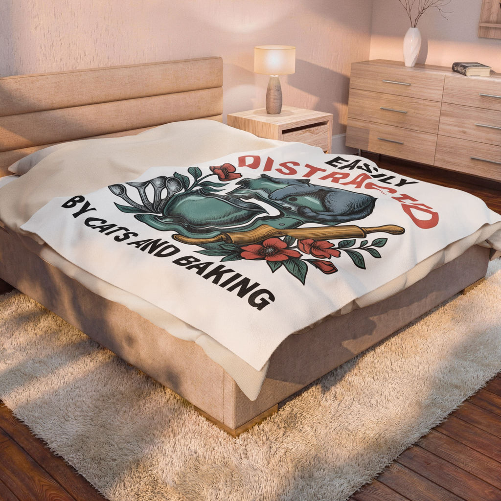 Cat Blender Blanket Cat Dessert Gift Women Retro Blanket Blender Blanket Cat Fan Vintage Blanket Pastry Graphic Sketch Blossoms Blanket