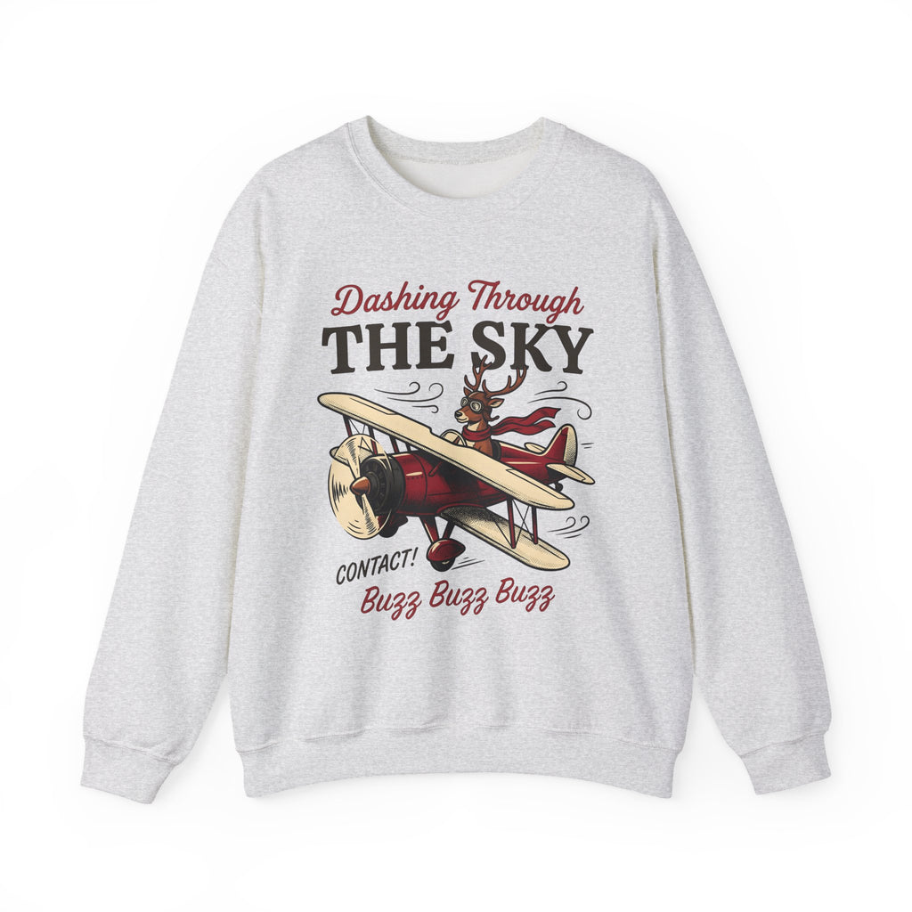 Deer Airplane Sweatshirt Christmas Celebration Gift Women Rustic Sweatshirt Fawn Sweatshirt Noel Fan Vintage Sweatshirt Party Graphic Classic Neckwear Sweatshirt