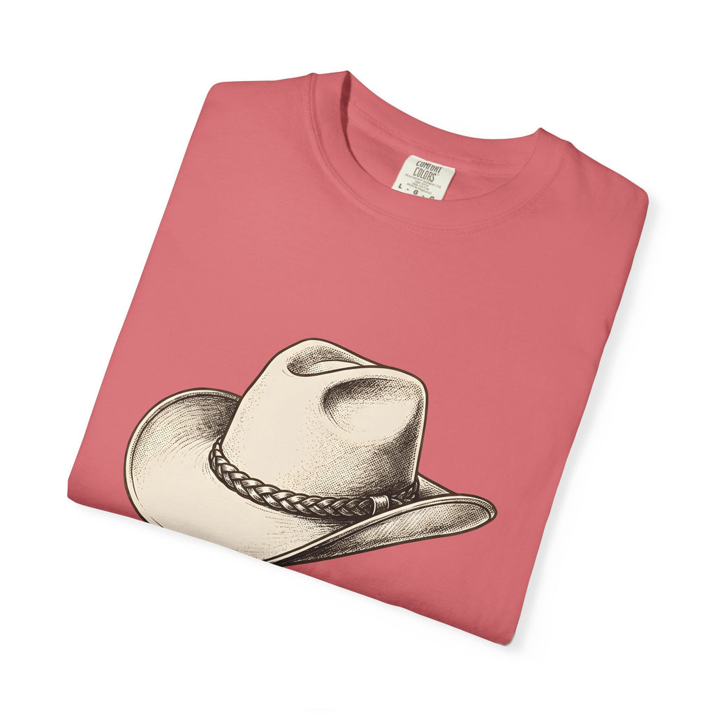 Stetson Hat Cowgirl Rodeo Gift Hand Drawn Cowboy Hat Cowgirl Fan Illustrated Rodeo Cartoon T-Shirt