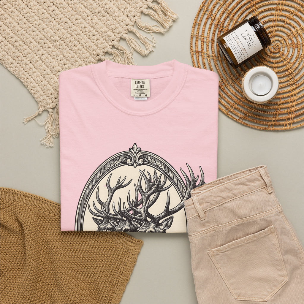 Stag Trio Boho Chic Nature Gift Vintage Deer Bohemian Fan Retro Wilderness Hand Drawn T-Shirt