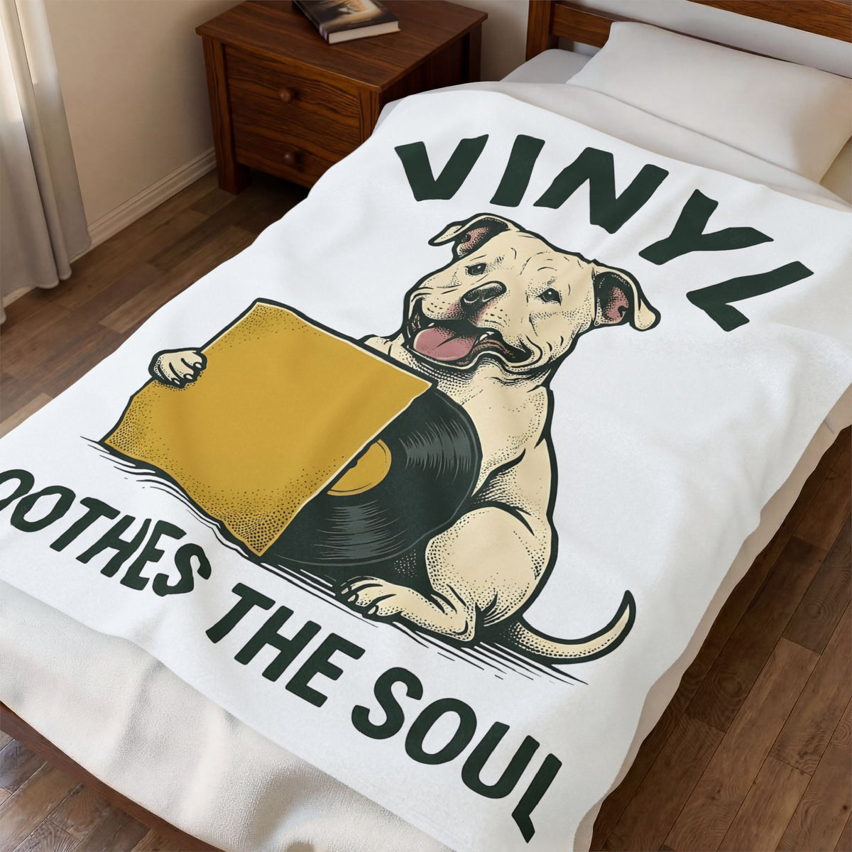 Pit Bull Dog Dog Sound Gift Distressed Pibble Dog Fan Grunge Audio Line Vinyl Blanket