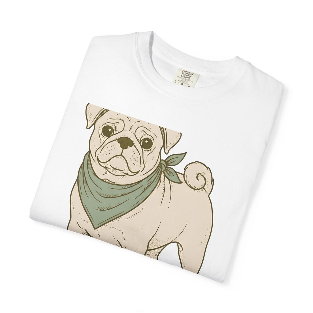 Pug Dog T-Shirt Dog Pets Gift Women Hand Drawn T-Shirt Puggle T-Shirt Dog Fan Mop Dog Graphic Pet Design Illustration Minimalist Bandana T-Shirt