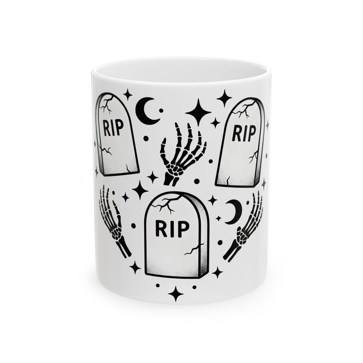 Grave Marker Design Mug Halloween Spooky Gift Women Ghostly Mug Tombstone Mug Horror Fan Macabre Mug Creepy