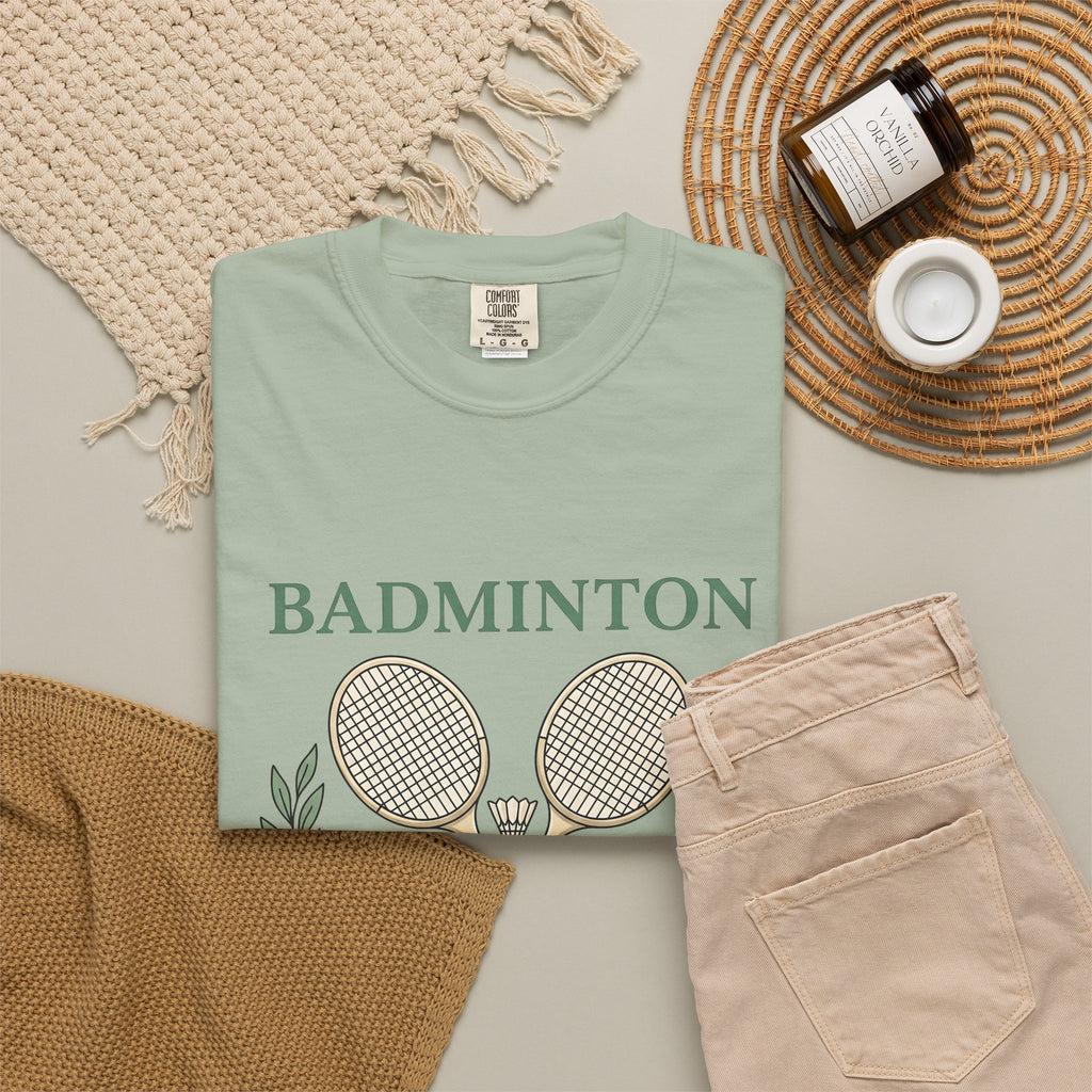 Birdie Rackets T-Shirt Badminton Fitness Gift Women Retro T-Shirt Shuttlecocks T-Shirt Badminton Enthusiast Vintage T-Shirt Workout Graphic Doodle