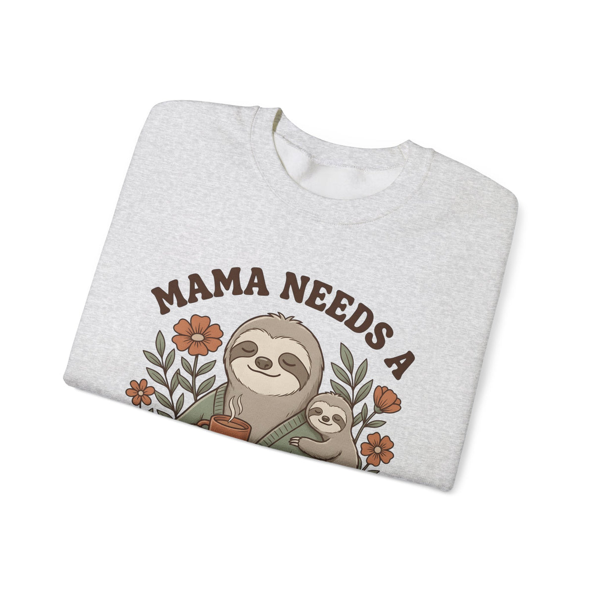 Sloth Mother Moms Espresso Gift Kawaii Sloth Mom Enthusiast Cute Coffee Sketch Blossoms Sweatshirt