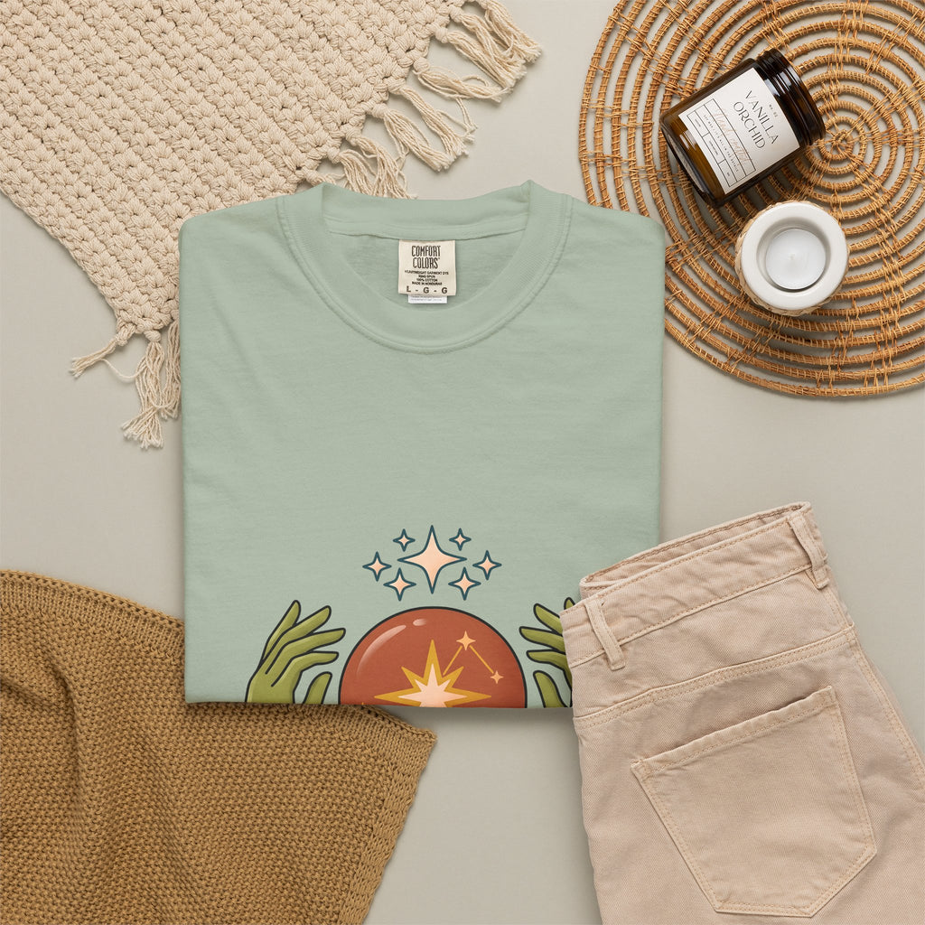 Crystal Ball T-Shirt Boho Chic Astrology Gift Women Mystical T-Shirt Oracle Glass T-Shirt Bohemian Enthusiast Esoteric Graphic Astrology