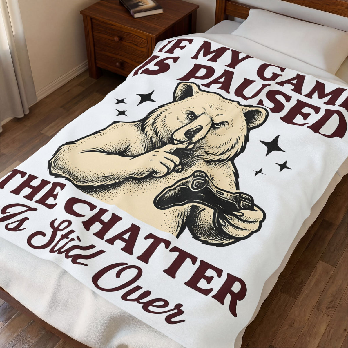 Gamer Bear Gaming Creature Gift Cartoon Teddy Gamer Fan Comic Creature Old School Controller Blanket
