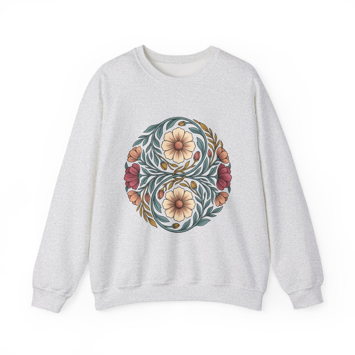Floral Mandala Sweatshirt St. Valentine's Day Botanical Gift Women Boho Sweatshirt Mandala Sweatshirt Valentine Fan Hippie Sweatshirt Floral Graphic Vintage