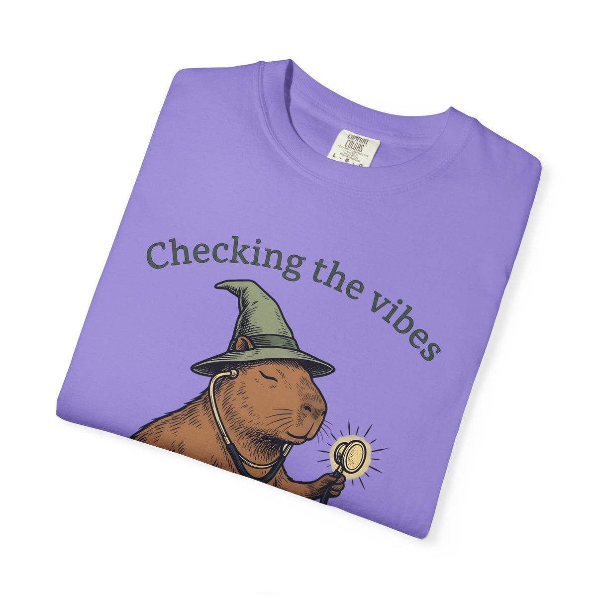 Capybara Warlock T-Shirt Nurses Critter Gift Women Illustrated T-Shirt Rodent T-Shirt Nurse Enthusiast Cartoon T-Shirt Animal Graphic Line Art
