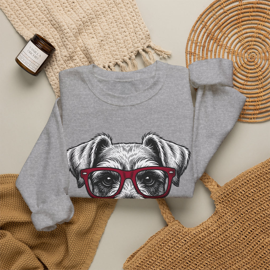 Schnauzer Pet Sweatshirt Dog Critters Gift Women Line Art Sweatshirt Dog Sweatshirt Dog Fan Dog Graphic Dog Graphic Cartoon Spectacles Sweatshirt