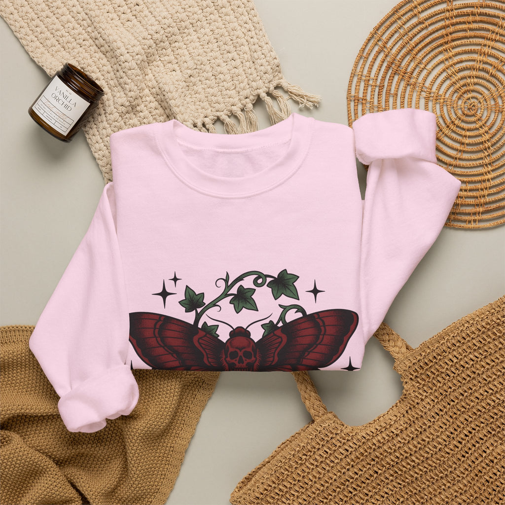 Skull Moth Sweatshirt Halloween Gothic Gift Women Tattoo Sweatshirt Deathshead Moth Sweatshirt Horror Fan Dark Art Sweatshirt Gothic Graphic Vintage Ivy Sweatshirt