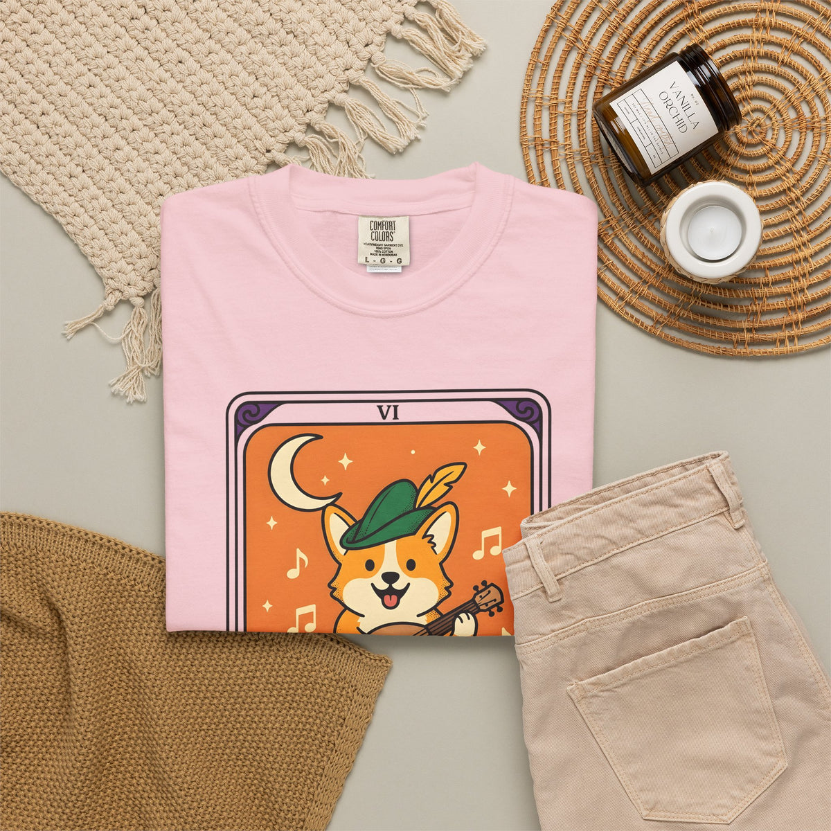Corgi Performer T-Shirt Boho Chic Animal Gift Women Anime T-Shirt Pembroke Welsh Corgi T-Shirt Bohemian Fan Manga T-Shirt Animal Graphic Hand Drawn