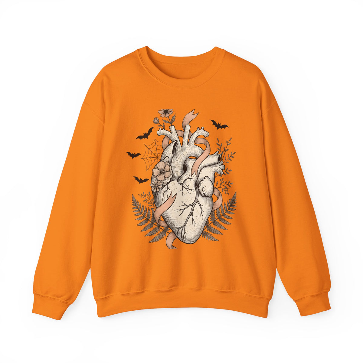Anatomical Heart Sweatshirt Halloween Gothic Gift Women Tattoo Art Sweatshirt Cardiac Sweatshirt Horror Fan Ink Sweatshirt Dark Graphic Vintage Bats Sweatshirt