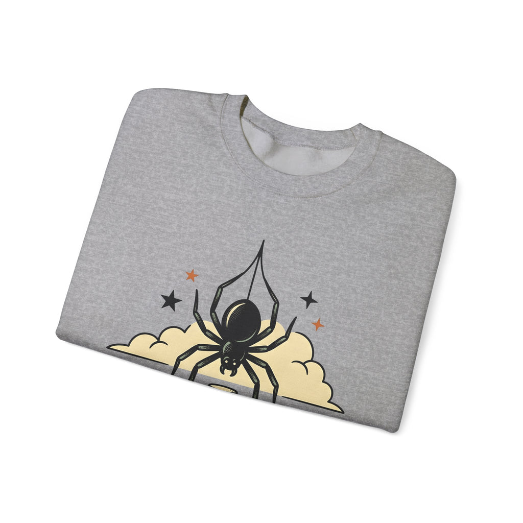 Spider Flask Sweatshirt Halloween Eerie Gift Women Typography Sweatshirt Flask Sweatshirt Horror Fan Gothic Sweatshirt Spooky Graphic Classic Glitter Sweatshirt