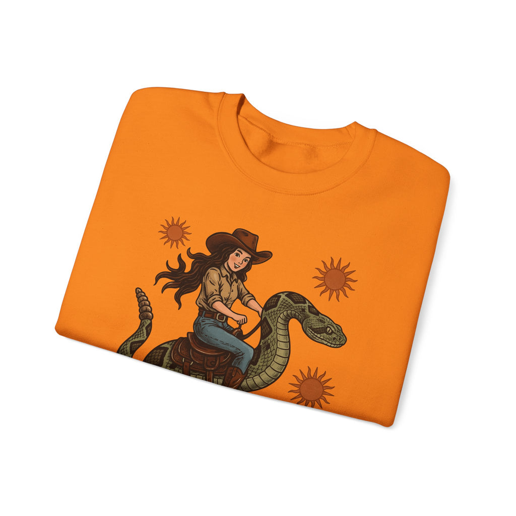 Cowgirl Serpent Sweatshirt Cowgirl Wildlife Gift Women Cowboy Sweatshirt Snake Sweatshirt Rodeo Fan Western Sweatshirt Animal Graphic Retro Sunshine Sweatshirt