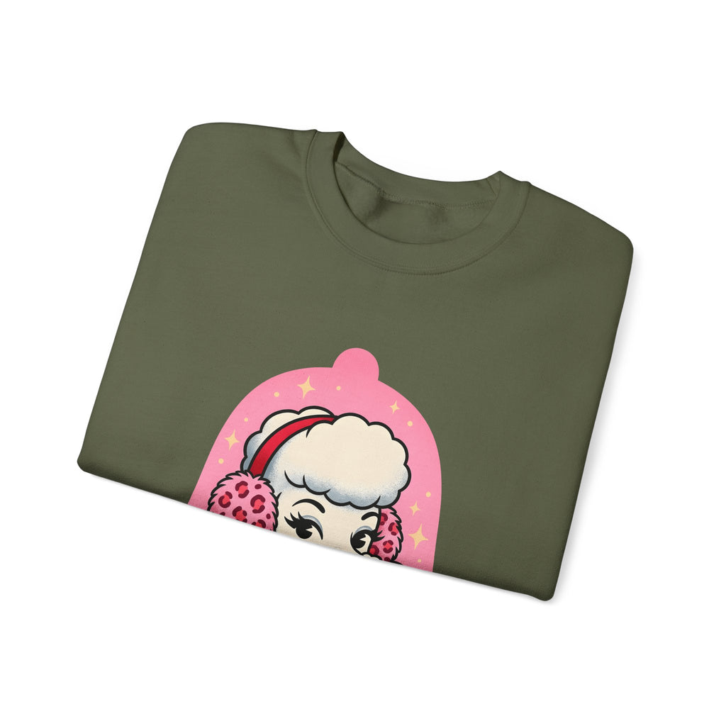 Poodle Dog Christmas Dog Gift Cartoon Poodle Xmas Fan Funny Dog Retro Earmuffs Sweatshirt