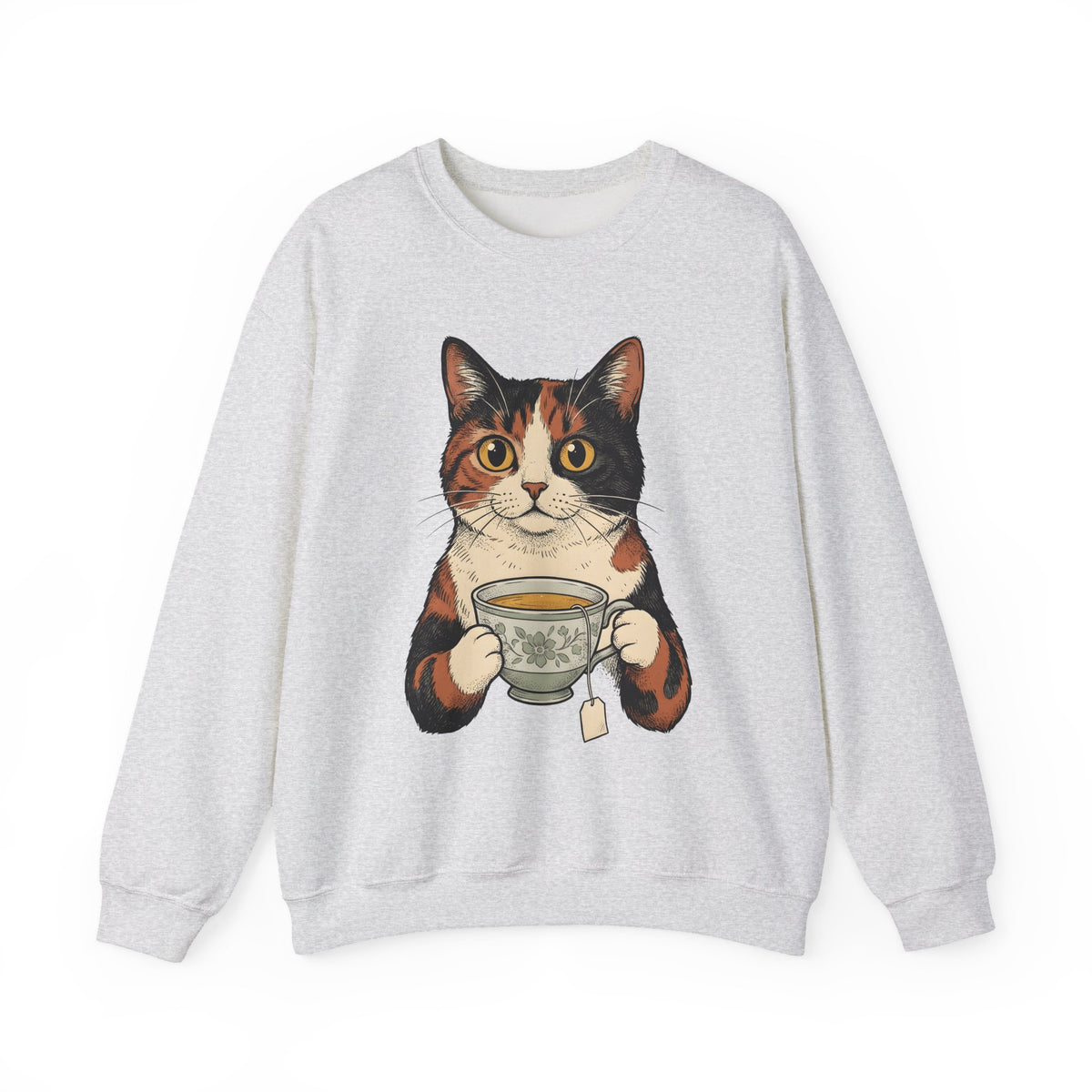 Kitten Sweatshirt Sweatshirt Cat Herbal Gift Women Sketch Sweatshirt Cat Cup Sweatshirt Cat Fan Feline Drawing Sweatshirt Herbalism Graphic Retro Tea Sweatshirt Sweatshirt