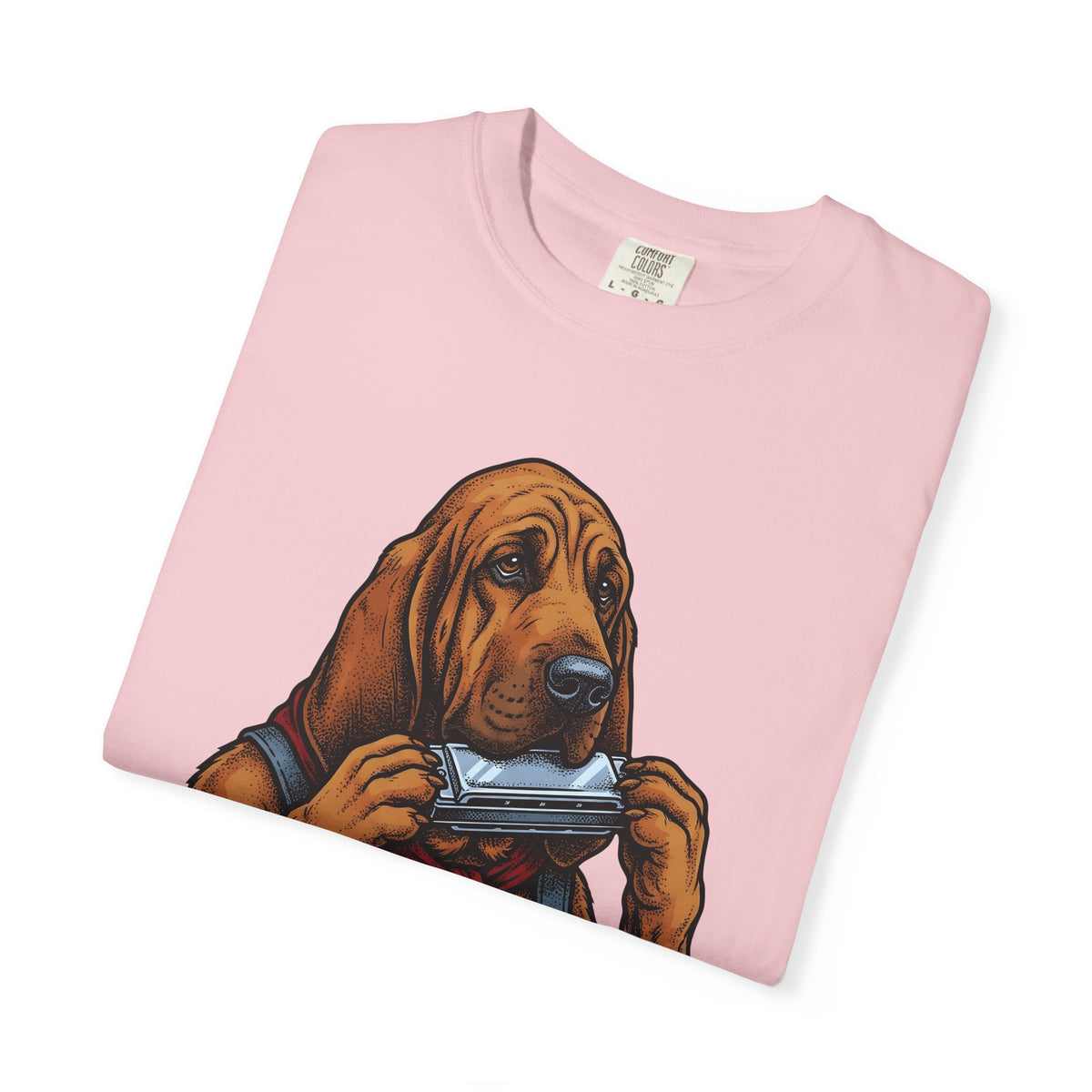 Bloodhound Canine T-Shirt Dog Songs Gift Women Rustic T-Shirt Hound T-Shirt Dog Fan Coonhound Graphic T-Shirt Cartoon Mouth Harp T-Shirt