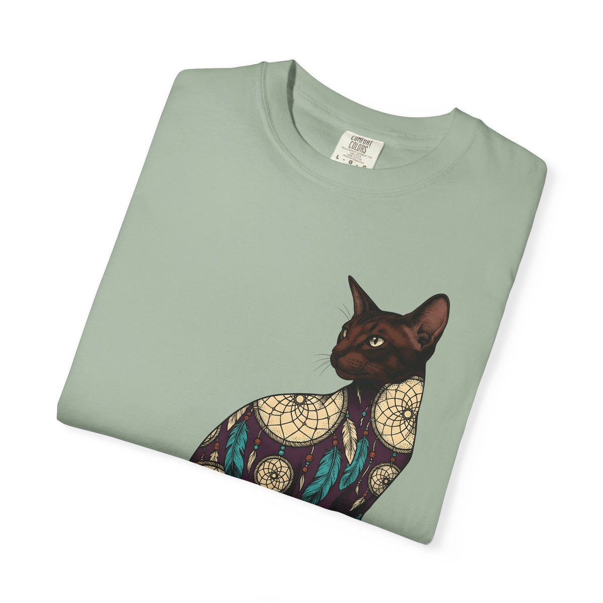 Feline Dreamcatcher Cat Metaphysical Gift Tribal Cat Dreamer Cat Fan Spiritual Mystical Doodle T-Shirt